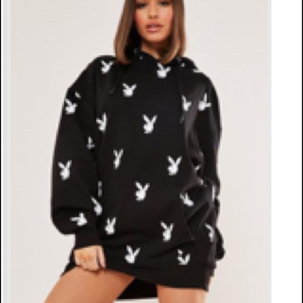 Playboy x misguided overall hoodie dress